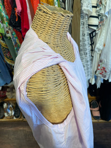 Gallego Desportes Pink & White Cotton striped Sleeveless Top, Size S