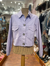 Load image into Gallery viewer, YOOX Lavender Cotton Raw Hem Cropped Jacket, Size 42
