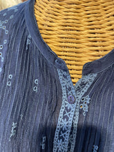 Load image into Gallery viewer, Johnny Was Navy Cupra Blend Floral Button up longsleeve Dress, Size L
