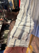 Load image into Gallery viewer, CP Shades beige &amp; blue Linen Stripe Tunic style Top, Size M
