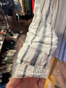 CP Shades beige & blue Linen Stripe Tunic style Top, Size M