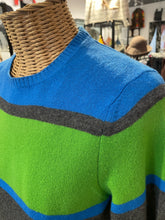 Load image into Gallery viewer, Drumohr Blue, green &amp; grey 100% cashmere striped Crew Neck Sweater, Size 44
