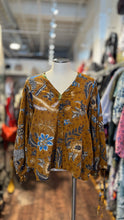 Load image into Gallery viewer, cara cara Brown &amp; Blue Viscose &amp; Cotton Flowers Longsleeve Top, Size M
