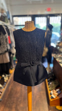 Load image into Gallery viewer, Carolina Herrera Navy Lace peplum Belted Top, Size 12
