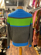 Load image into Gallery viewer, Drumohr Blue, green &amp; grey 100% cashmere striped Crew Neck Sweater, Size 44

