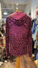 Load image into Gallery viewer, Ed Hardy Pink &amp; Black Rayon Blend Leopard Zip Up Embellished Sweater, Size M
