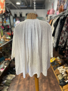 Nili Lotan White Cotton eyelet billowy Top, Size S