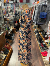 Load image into Gallery viewer, Apiece Apart Navy and orange Silk Floral shortsleeve Dress
