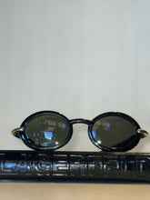 Load image into Gallery viewer, Lagerfeld Gently Worn Black w/Silver Oval Sunglasses
