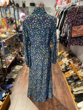 Load image into Gallery viewer, Catherine Prevost blue and green Silk Blend Floral Dress, Size L
