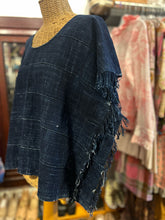 Load image into Gallery viewer, Mira Blackman Dark Wash Blend raw hem Boxy Top

