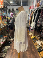 Load image into Gallery viewer, Johnny Was White Rayon &amp; Silk Floral Lace Velvet long sleeve Dress, Size M
