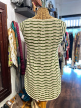 Load image into Gallery viewer, Erica Tanov Beige and green Cotton striped Knit sleevless Top
