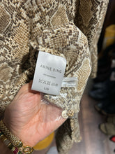 Load image into Gallery viewer, Anine Bing beige &amp; brown 100% silk snake print button down Dress, Size L
