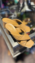 Load image into Gallery viewer, Prada Camel Leather Size 39.5 Open Toe heel Shoe
