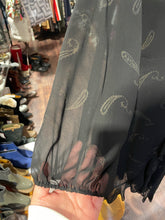 Load image into Gallery viewer, The Kooples Black Viscose Paisley v neck sheer Dress, Size 3=L
