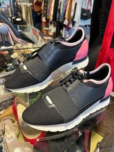 Load image into Gallery viewer, Balenciaga Black &amp; Pink Leather sneaker W/velcro, Size 39
