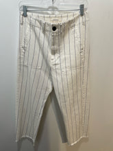 Load image into Gallery viewer, The GREAT offwhite&amp;blue Cotton Pinstripe Hem detail Pant, Size 26
