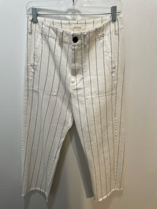 The GREAT offwhite&blue Cotton Pinstripe Hem detail Pant, Size 26