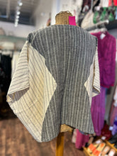 Load image into Gallery viewer, Lauren Winter grey &amp; cream Blend stripes Boxy vneck Top
