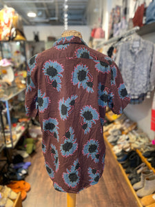 Paul Smith blue, maroon, pink Cotton Floral Button up short sleeve Top