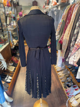 Load image into Gallery viewer, Diane Von Furstenberg Black Cotton &amp; Silk floral &amp; glitter wrap dress Dress

