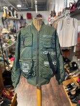 Load image into Gallery viewer, Smoke Rise Green Nylon Military Bomber Puffer Jacket, Size L
