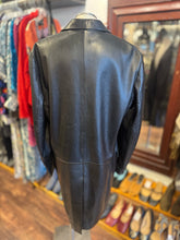 Load image into Gallery viewer, Helmut Lang Black Leather Long TRENCH Coat, Gently Worn, Size Missing,(L)
