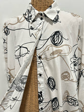 Load image into Gallery viewer, Comfy USA white/black Cotton Blend abstract floral Button up Dress, Size 1X
