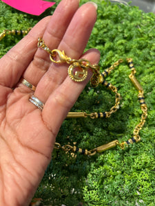 St. John gold & blue chain link long layering Necklace