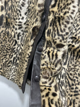 Load image into Gallery viewer, Lilli Ann beige brown Faux Fur Cheetah Button up Leather accent Vintage Vest, Size M/L
