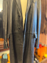 Load image into Gallery viewer, Helmut Lang Black Leather Long TRENCH Coat, Gently Worn, Size Missing,(L)
