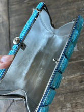 Load image into Gallery viewer, La Regale Blue Glass Mosaic clutch Purse W/removable chain strap
