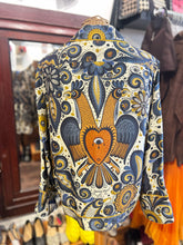 Load image into Gallery viewer, Heirlome multicolor Silk Psychadelic Longsleeve Buttons Top
