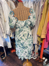 Load image into Gallery viewer, Johnny Was Workshop White &amp; Green Cotton Blend Tie Dye embroidered Dress, Size S
