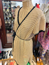 Load image into Gallery viewer, STAUD Tan &amp; Black Woven trim design wrap cover up Dress
