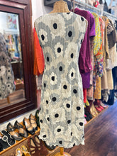 Load image into Gallery viewer, Alquema Black, White &amp; Gray Poly floral crinkle midi tank Dress
