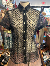 Load image into Gallery viewer, Dolce &amp; Gabbana Black Lace Floral Button up sheer Top, Size 44
