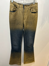 Load image into Gallery viewer, Roccobarocco Green and Blue Cotton Gradient gold accent flared Jeans, Size M/L
