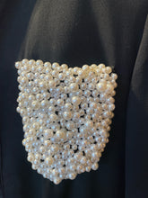 Load image into Gallery viewer, Richard Bowman Black &amp; White Wool w/bead detailing Open front Blazer, Size One Size
