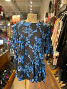 Stella McCartney Blues Silk Floral ruffle detail Top