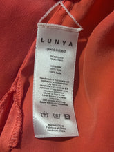 Load image into Gallery viewer, Lunya bright salmon Silk Tie Waist open front Top

