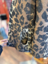 Load image into Gallery viewer, Betsey Johnson brown multi Wool Blend Leopard Metal Clasp Jacket, Size XS

