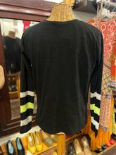 Load image into Gallery viewer, Lisa Todd Black, White &amp; Green Cotton striped colors Longsleeve Top
