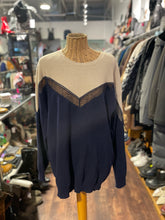 Load image into Gallery viewer, Stella McCartney Navy &amp; Ivory Cashmere Blend Pullover Sweater, Size 42

