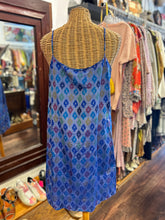 Load image into Gallery viewer, Matta Blue multi Cotton &amp; Silk Babydoll tank Dress
