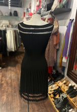 Load image into Gallery viewer, Veeca Black crinkle fabric sheer accents Sleeveless Dress, Size XS
