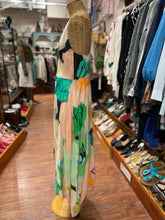 Load image into Gallery viewer, HOPE for Flowers Pink, Green, Orange Brush Strokes Cupro, Cotton Midi Dress, Size L
