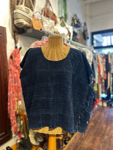 Load image into Gallery viewer, Mira Blackman Dark Wash Blend raw hem Boxy Top

