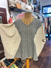 Load image into Gallery viewer, Lauren Winter grey &amp; cream Blend stripes Boxy vneck Top
